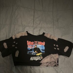 Hybrid Apparel Black and Gray Crop Top Graphic Design